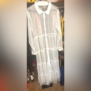 NWOT White Sheer Shirt Dress